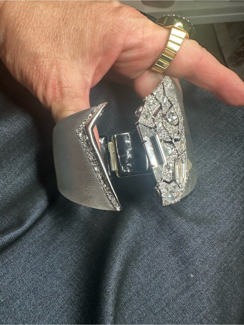 Alexis Bittar Silver Gray Crystal-Embellished Cuff - Picture 7 of 7